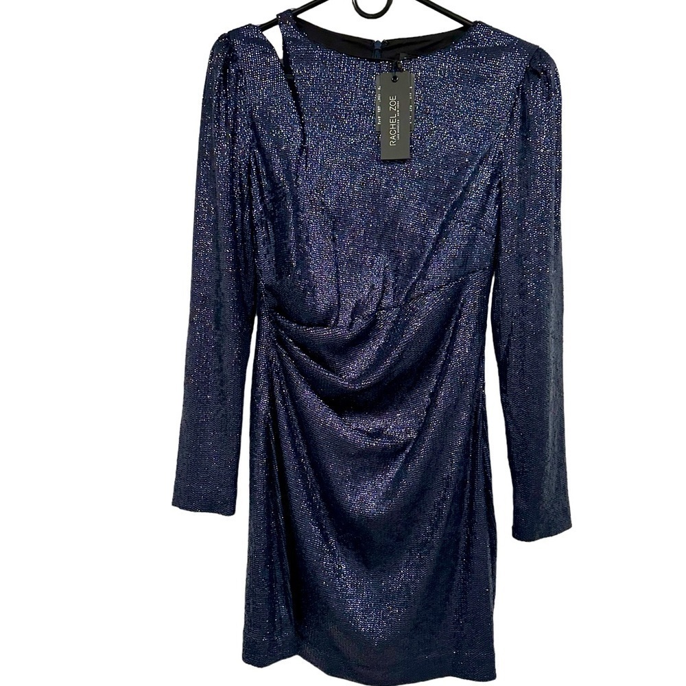 Rachel Zoe Long Sleeve Navy Sequin Mini Dress- Size 10 MSRP $425